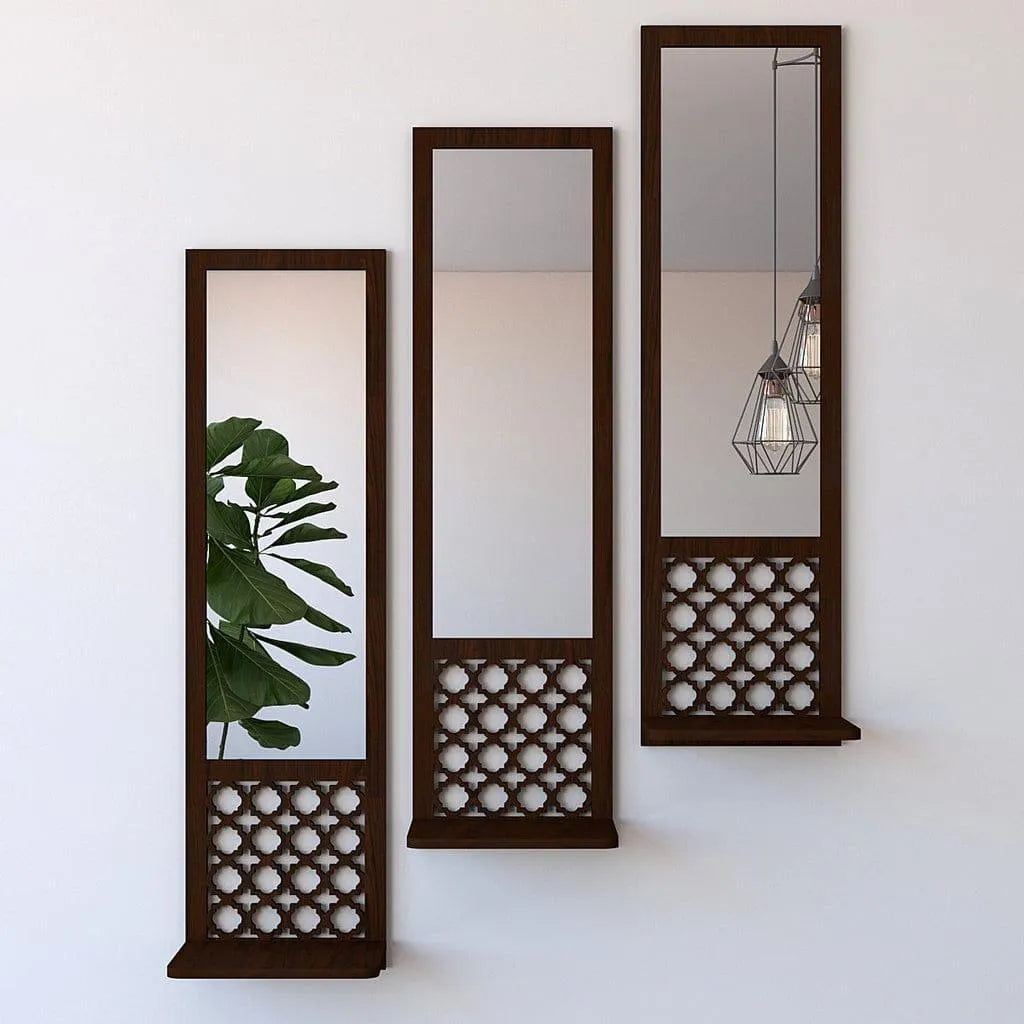 Wooden Mirror Wall Shelves | Set of 3