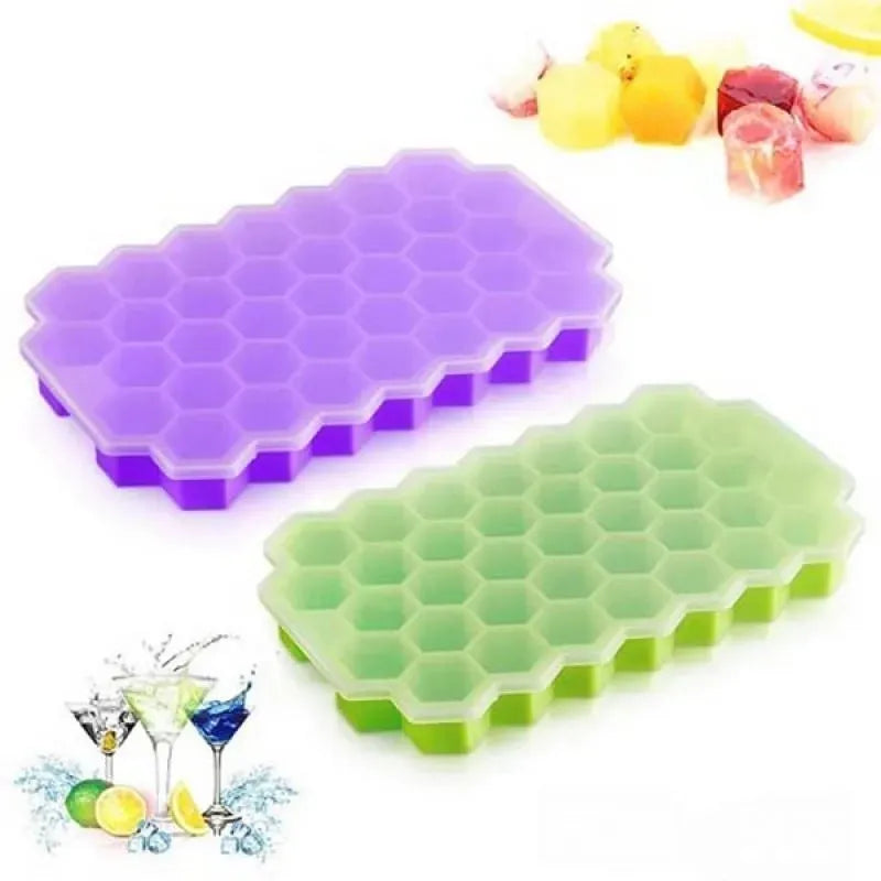 Silicone Ice Cube Tray | Set of 2 | Multicolor Collapsible Containers