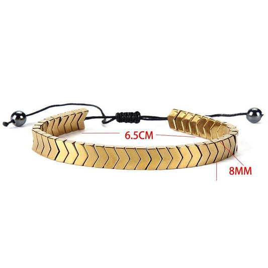 Men's Chevron Bracelet | Crystal Silver Golden Black | Adjustable
