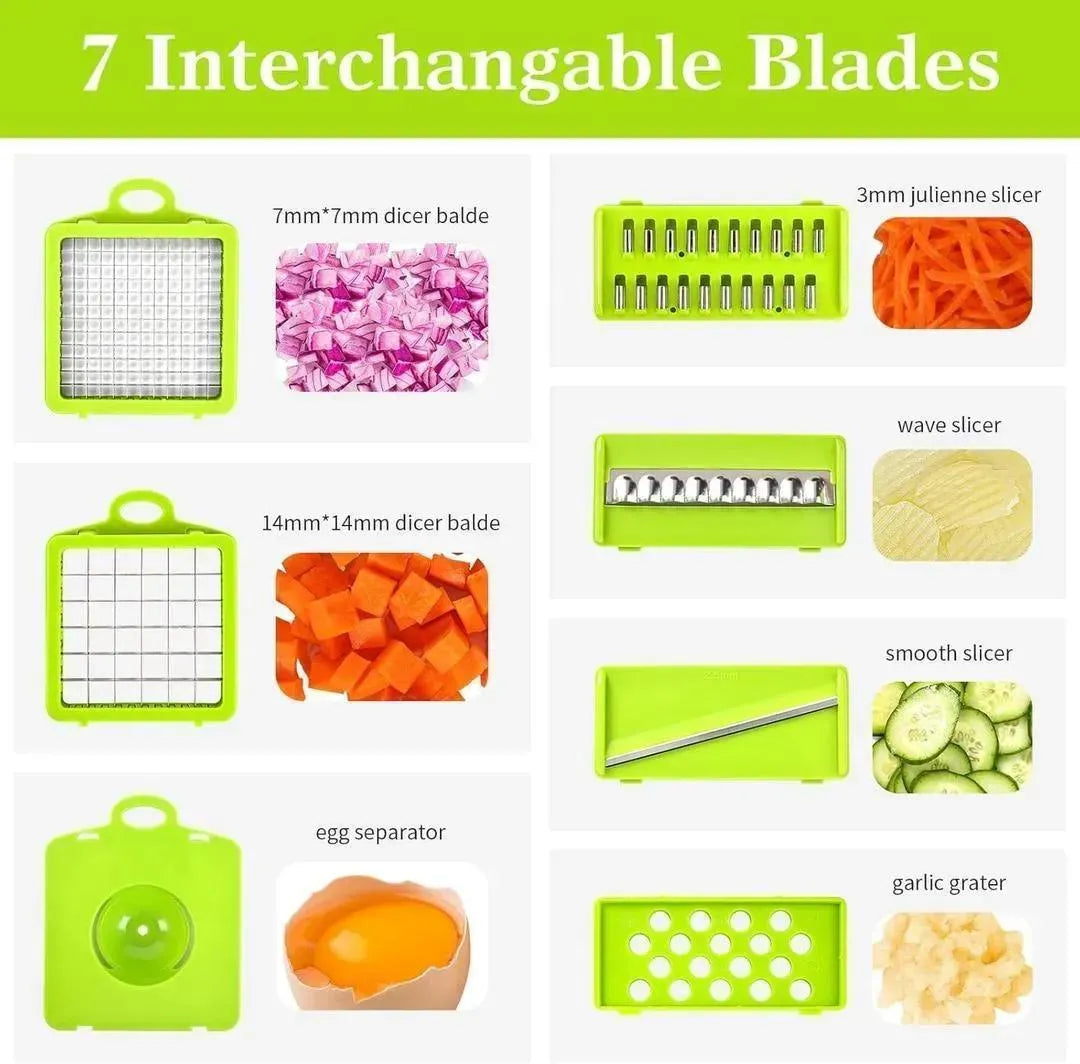 Vegetable Cutter Multicolor with 7 Blades for Easy Slicing Dicing