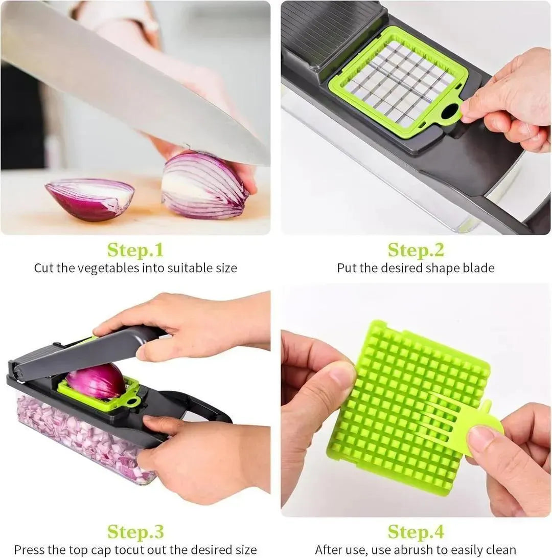Vegetable Cutter Multicolor with 7 Blades for Easy Slicing Dicing