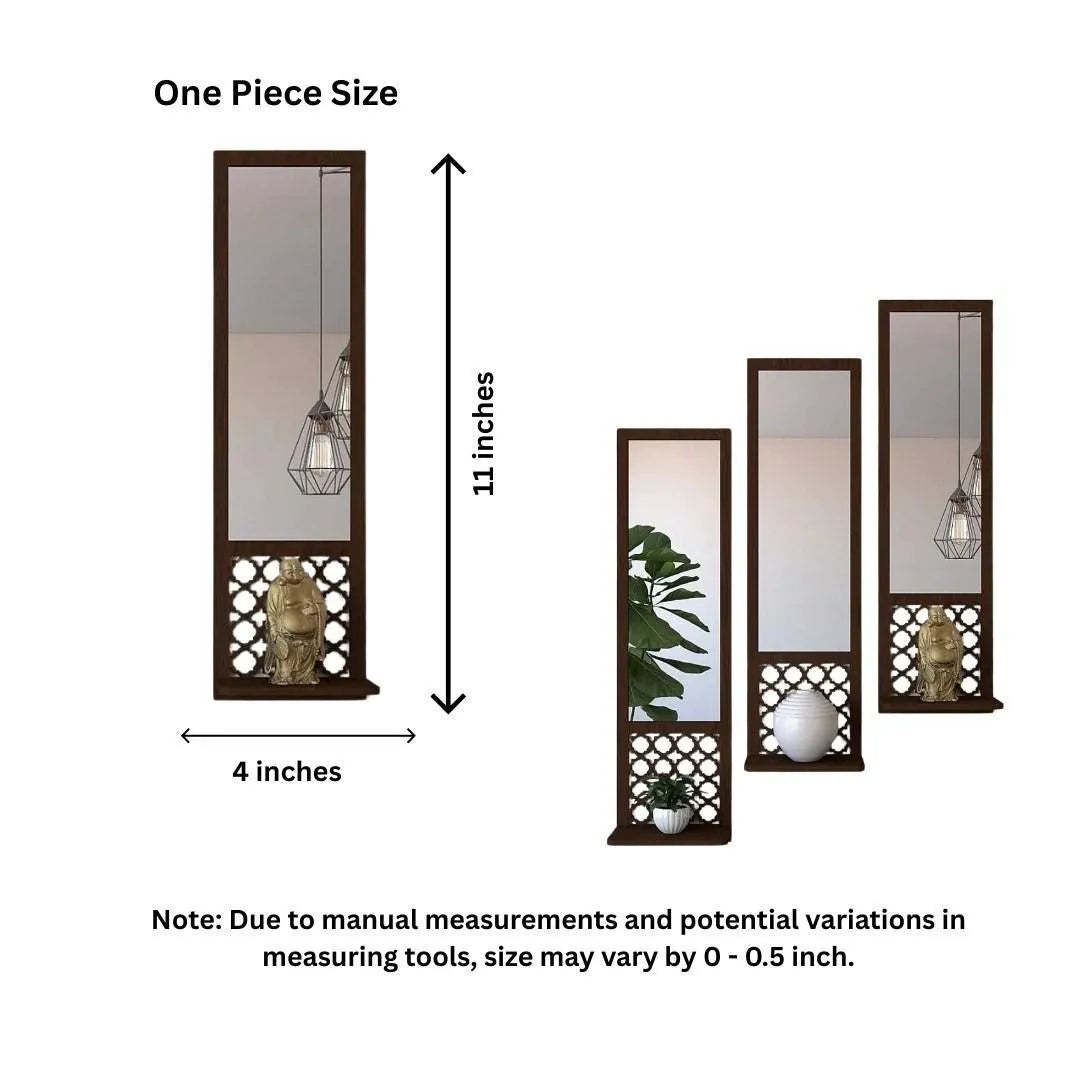 Wooden Mirror Wall Shelves | Set of 3