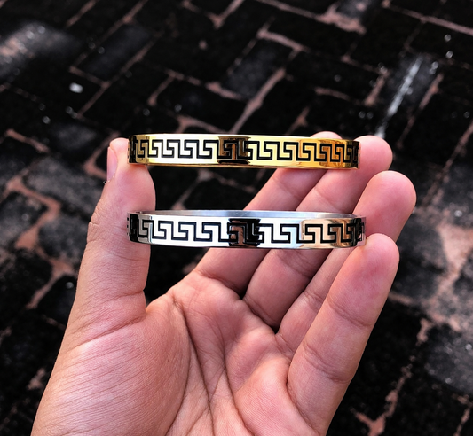 Greek Key Bracelets | Stainless Steel | Golden Silver