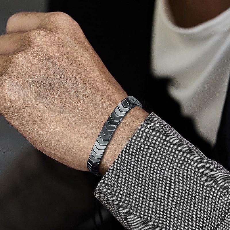 Men's Chevron Bracelet | Crystal Silver Golden Black | Adjustable