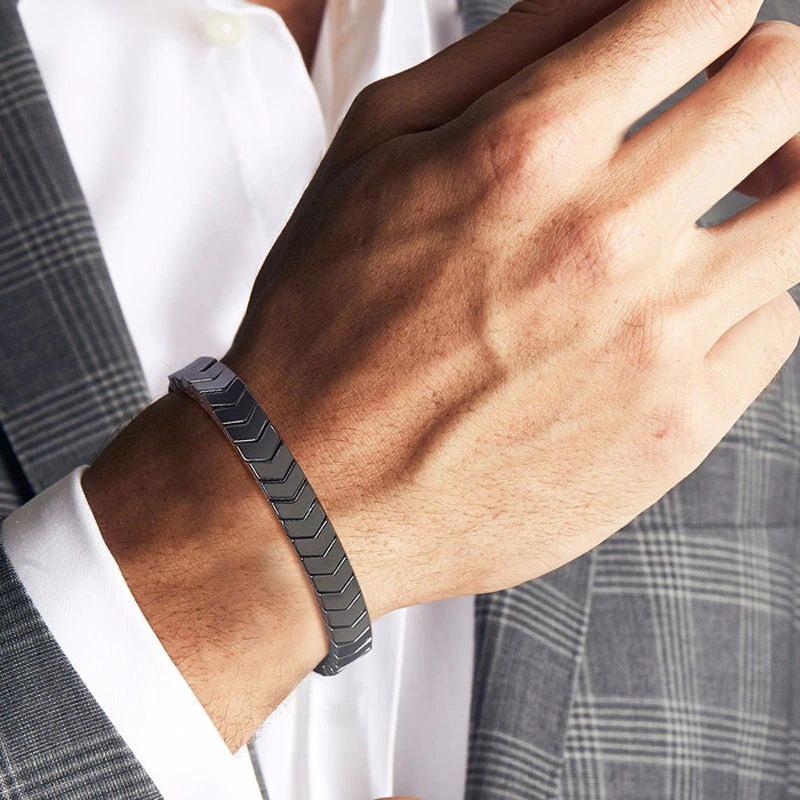 Men's Chevron Bracelet | Crystal Silver Golden Black | Adjustable